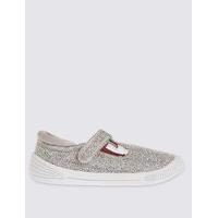 kids sparkle riptape plimsolls