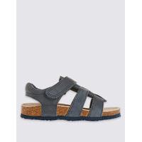 Kids Leather Riptape Footbed Sandals