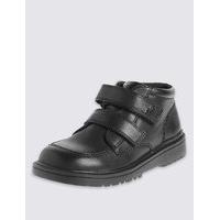 kids freshfeet leather riptape chunky boots with silver technology