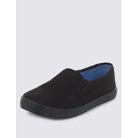 kids elasticated panel plimsolls with new improved fit