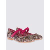 kids riptape glitter cross bar shoes