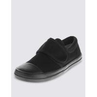 kids freshfeet riptape plimsolls with silver technology