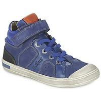 kickers iguane boyss childrens shoes high top trainers in blue