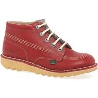 kickers chi leather childs ankle boot boyss childrens mid boots in red