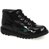 Kickers Kick Hi Junior Core Black Patent Leather Boots girls\'s Children\'s Mid Boots in black