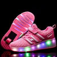 Kid Boy Girl\'s Wheelys Roller Skate Light Up Shoes Luminous Shoe Tulle Spring Summer Fall Winter Outdoor Athletic Casual Skate ShoesLED Hook Loop