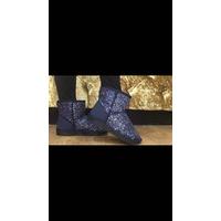 Kirstie textured glitter faux fur lined boots NAVY