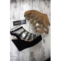 Kimberley suedette studded espadrille wedges