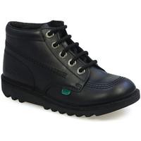 Kickers Kick Hi Junior J Core Black Leather Boots men\'s Low Ankle Boots in black