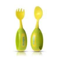 kidsme toddler fork and spoon set lime green