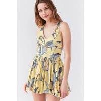 Kimchi Blue Akela Yellow Printed Halter Playsuit, YELLOW