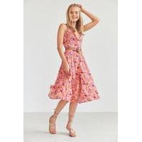 Kimchi Blue Graziano Floral Button-Down Midi Slip Dress, PINK