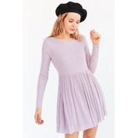 kimchi blue vidal cosy long sleeve babydoll mini dress lilac