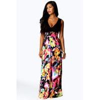 kiera rose print maxi dress black