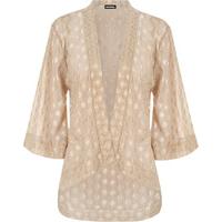 Kirsty Lace Crochet Open Cardigan - Stone