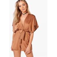 Kimono Style Belted Playsuit - copper
