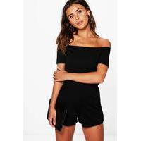 kirstie off the shoulder crepe playsuit black