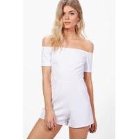 kirstie off the shoulder crepe playsuit white