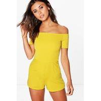 Kirstie Off The Shoulder Crepe Playsuit - chartreuse