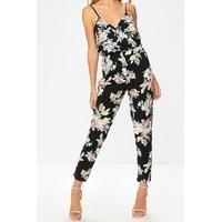 Kimberly Black Floral Wrap Front Jumpsuit
