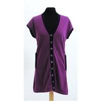 Kinross Size M Aubergine And Navy cashmere Long Line Waistcoat