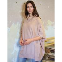 kian roll neck knitted poncho in camel marl amara reya