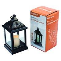 kingavon 22cm black led candle lantern plastic 