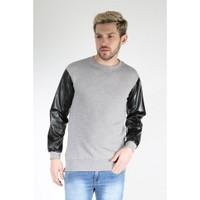 king kouture mens big zip pu long sleeve sweatshirt