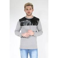 King Kouture Mens Side Zip PU Long Sleeve Sweatshirt