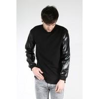 KING KOUTURE Mens Big Zip PU Long Sleeve Sweatshirt