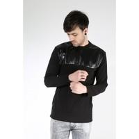 King Kouture Mens Side Zip PU Long Sleeve Sweatshirt