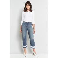 Kings Of Indigo Anne Painted Cropped Jean, BLUE