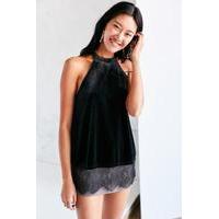 kimchi blue black velvet lace high neck cami black