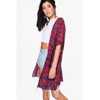 Kimono Top With Tassel - red