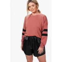 kimmy stripe sports oversized sweat top blush