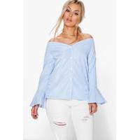 Kia Striped Bardot Shirt - blue