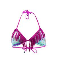 Kiwi Multicolor Triangle Swimsuit Feathers Fringes