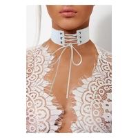 kiki white lace up choker