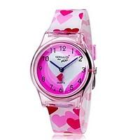 kids wrist watch colorful quartz plastic band heart shape candy color  ...