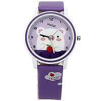 Kids\' Fashion Watch Japanese Quartz PU Band Casual Black White Blue Red Pink Purple