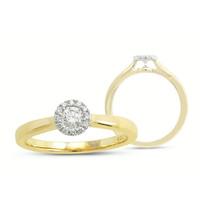 Kissing Diamonds Ring Halo 18ct Yellow Gold