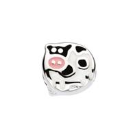 Kit Heath Kids Silver White and Pink Enamel Cow Bead 7970ME