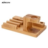 KKmoon All in 1 Bamboo Charging Stand Holder for Apple Watch iWatch 38mm 42mm All Edition for iPhone 6 6 Plus 5S 5C 5 Samsung Galaxy S6 S6 edge HTC Sm