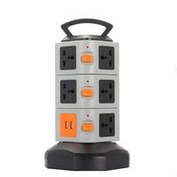 KKmoon JW Vertical Multi-Socket 3 Layers with 11 Outlets and 2 Ports 2.1A USB Smart Power Sockets Multi Protection Save Space for iPhone 6S 6 plus Sam