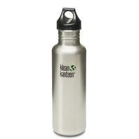 klean kanteen classic 800ml water bottle with loop cap brush stainless