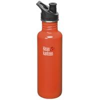 klean kanteen classic 800ml water bottle with sport cap flame orange