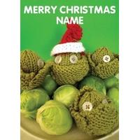 Knitted Sprouts Christmas Card