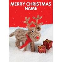 knitted reindeer knit and purl christmas card