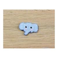 Knitted Elephant Head Embroidered Iron On Motif Applique Blue