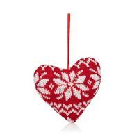 Knitted Red Heart Tree Decoration